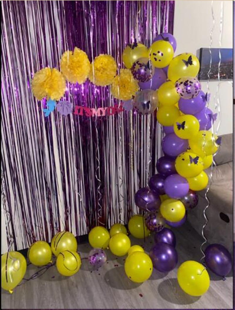 zhcoy Set of 2 Purple Foil Fringe Door & Window Curtain Party Decoration 3' X 8' (36" X 96") Value Pack of 2 (Purple 2Pack) - Image 3